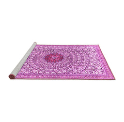 Sideview of Machine Washable Medallion Pink Traditional Rug, wshtr4763pnk