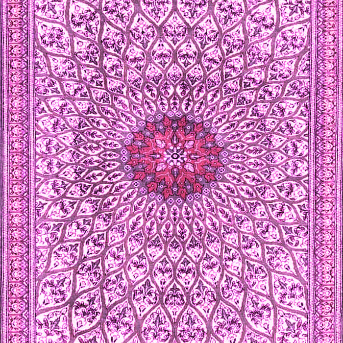 Machine Washable Medallion Pink Traditional Rug, wshtr4763pnk