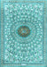 Machine Washable Medallion Light Blue Traditional Rug, wshtr4763lblu