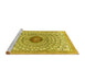 Sideview of Machine Washable Medallion Yellow Traditional Rug, wshtr4763yw