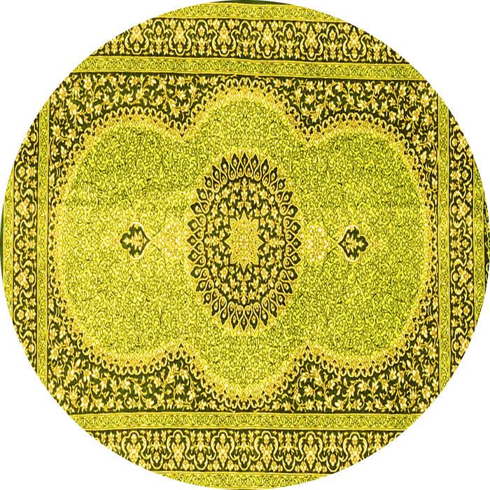 Round Medallion Yellow Traditional Rug, tr4764yw