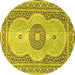 Round Medallion Yellow Traditional Rug, tr4764yw