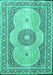 Machine Washable Medallion Turquoise Traditional Area Rugs, wshtr4764turq