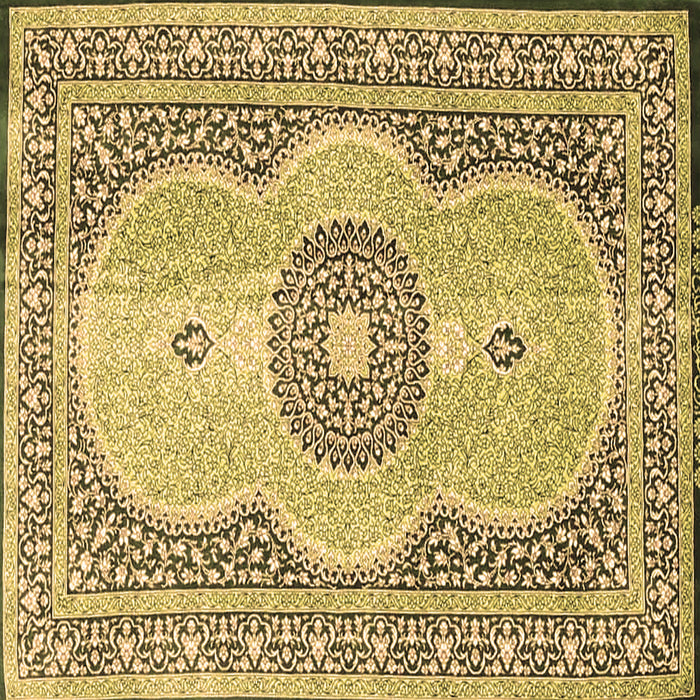 Square Machine Washable Medallion Brown Traditional Rug, wshtr4764brn