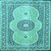 Square Medallion Light Blue Traditional Rug, tr4764lblu