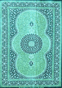 Medallion Light Blue Traditional Rug, tr4764lblu