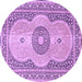 Round Machine Washable Medallion Purple Traditional Area Rugs, wshtr4764pur