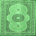 Square Medallion Emerald Green Traditional Rug, tr4764emgrn