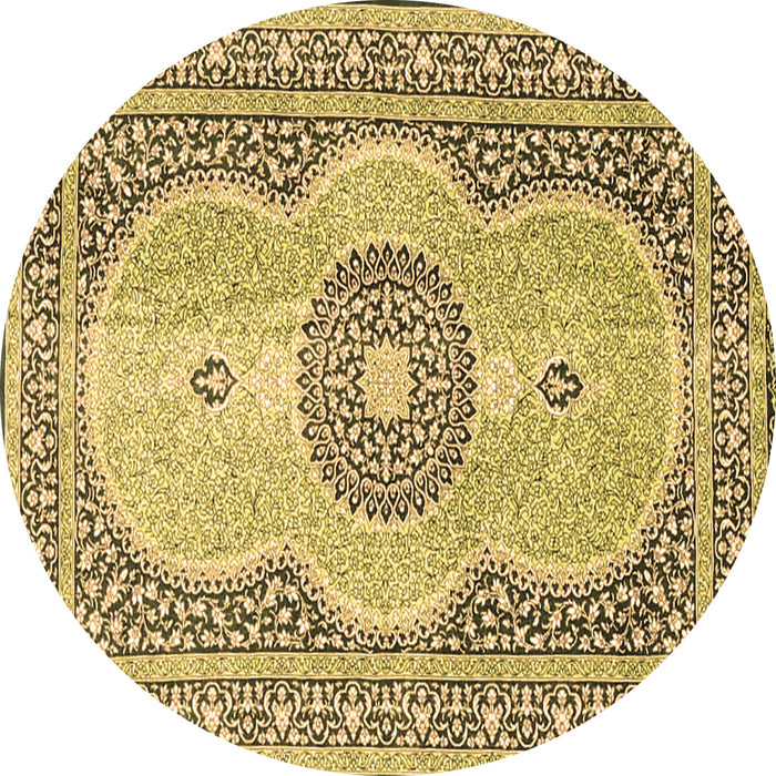 Round Machine Washable Medallion Brown Traditional Rug, wshtr4764brn