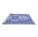 Sideview of Machine Washable Medallion Blue Traditional Rug, wshtr4764blu