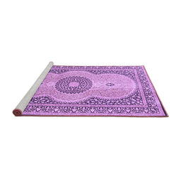 Sideview of Machine Washable Medallion Purple Traditional Area Rugs, wshtr4764pur