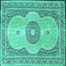 Square Medallion Turquoise Traditional Rug, tr4764turq