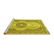 Sideview of Machine Washable Medallion Yellow Traditional Rug, wshtr4764yw