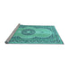 Sideview of Machine Washable Medallion Light Blue Traditional Rug, wshtr4764lblu