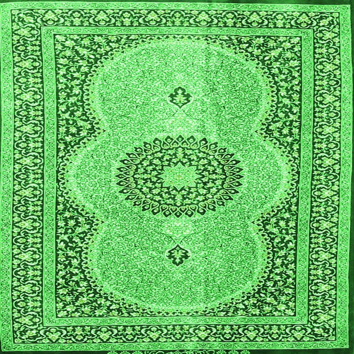 Serging Thickness of Medallion Green Traditional Rug, tr4764grn