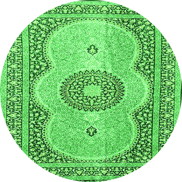 Square Medallion Green Traditional Rug, tr4764grn