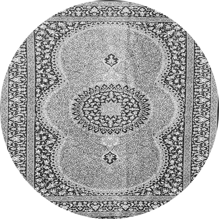 Machine Washable Medallion Gray Traditional Rug, wshtr4764gry
