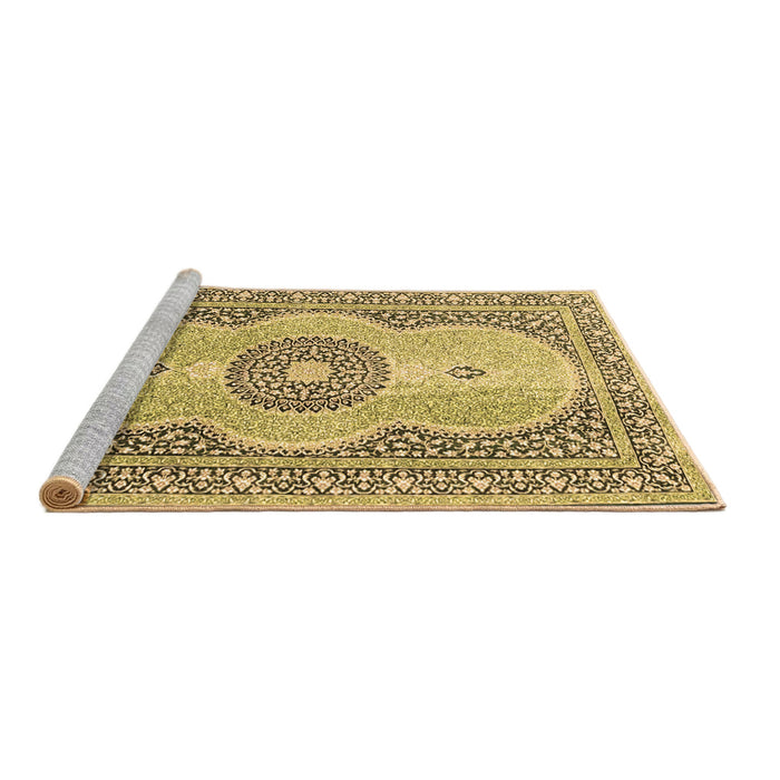Sideview of Machine Washable Medallion Brown Traditional Rug, wshtr4764brn
