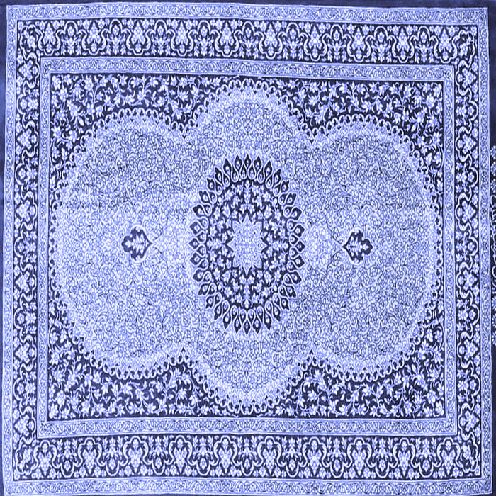 Square Machine Washable Medallion Blue Traditional Rug, wshtr4764blu