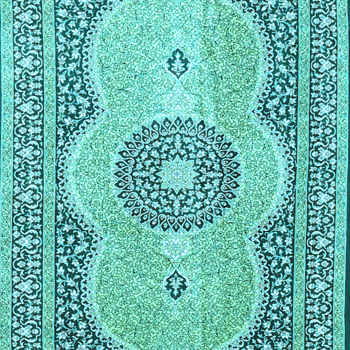 Machine Washable Medallion Light Blue Traditional Rug, wshtr4764lblu