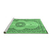 Sideview of Machine Washable Medallion Emerald Green Traditional Area Rugs, wshtr4764emgrn