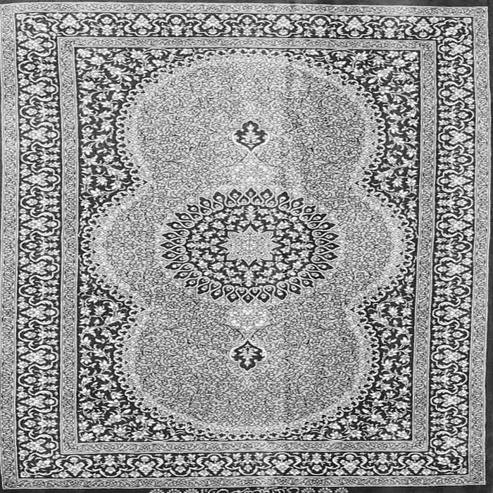 Round Machine Washable Medallion Gray Traditional Rug, wshtr4764gry