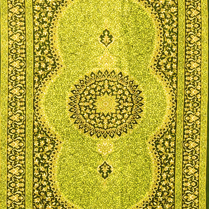Machine Washable Medallion Yellow Traditional Rug, wshtr4764yw