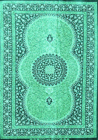 Medallion Turquoise Traditional Rug, tr4764turq