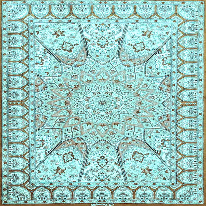 Square Medallion Light Blue Traditional Rug, tr4765lblu