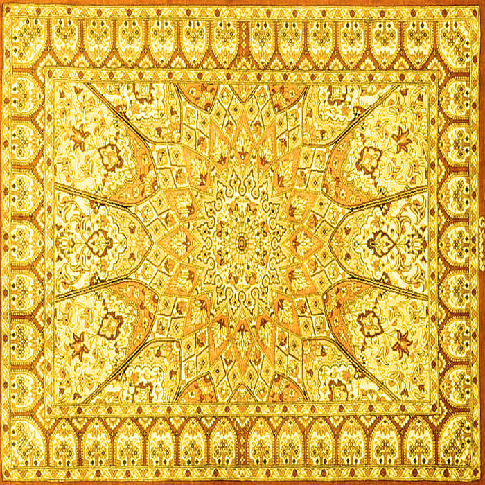 Square Medallion Yellow Traditional Rug, tr4765yw