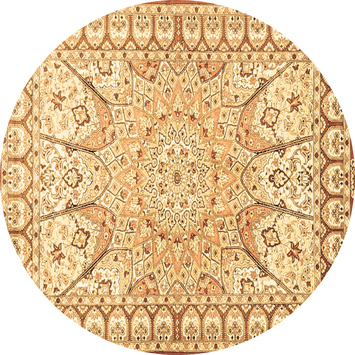 Round Medallion Brown Traditional Rug, tr4765brn