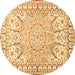 Round Medallion Brown Traditional Rug, tr4765brn