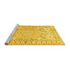 Sideview of Machine Washable Medallion Yellow Traditional Rug, wshtr4765yw