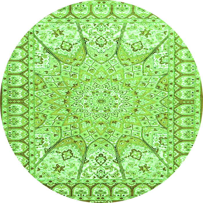 Machine Washable Medallion Green Traditional Area Rugs, wshtr4765grn