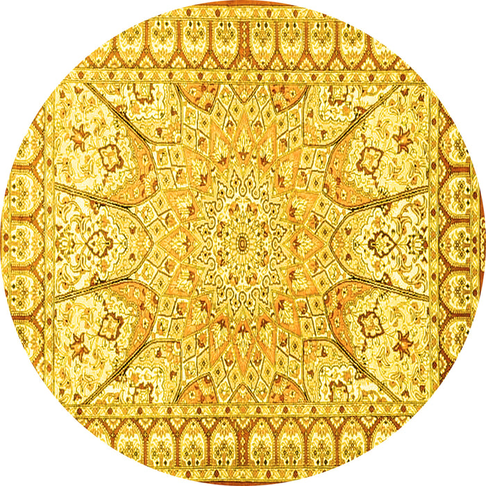 Round Medallion Yellow Traditional Rug, tr4765yw