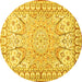 Round Medallion Yellow Traditional Rug, tr4765yw