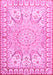 Machine Washable Medallion Pink Traditional Rug, wshtr4765pnk