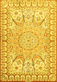 Medallion Yellow Traditional Rug, tr4765yw