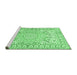 Sideview of Machine Washable Medallion Emerald Green Traditional Area Rugs, wshtr4765emgrn