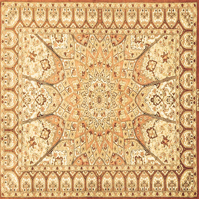 Square Machine Washable Medallion Brown Traditional Rug, wshtr4765brn