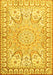 Machine Washable Medallion Yellow Traditional Rug, wshtr4765yw