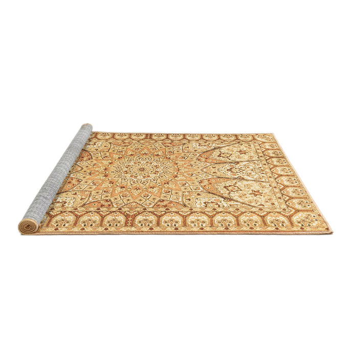Sideview of Machine Washable Medallion Brown Traditional Rug, wshtr4765brn