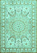 Machine Washable Medallion Turquoise Traditional Area Rugs, wshtr4765turq