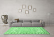 Machine Washable Medallion Emerald Green Traditional Area Rugs in a Living Room,, wshtr4765emgrn