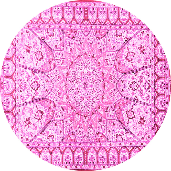 Round Medallion Pink Traditional Rug, tr4765pnk