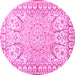 Round Medallion Pink Traditional Rug, tr4765pnk