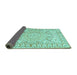 Sideview of Medallion Turquoise Traditional Rug, tr4765turq