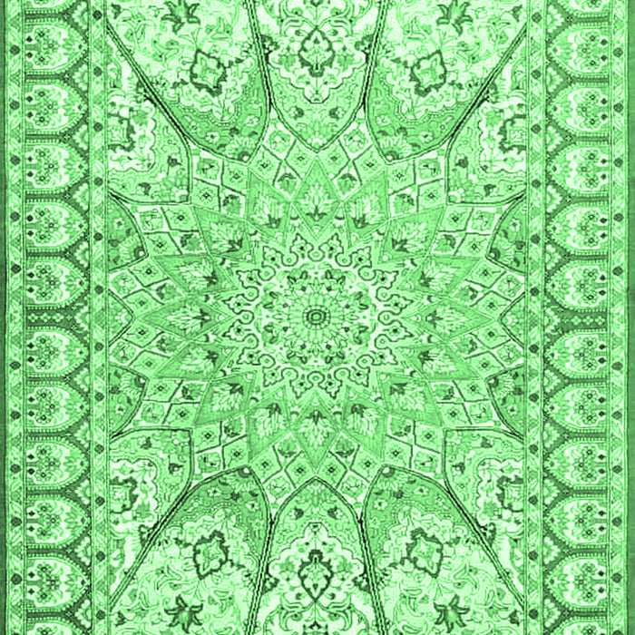 Medallion Emerald Green Traditional Rug, tr4765emgrn