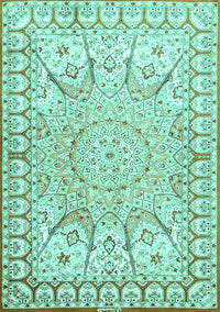 Medallion Turquoise Traditional Rug, tr4765turq