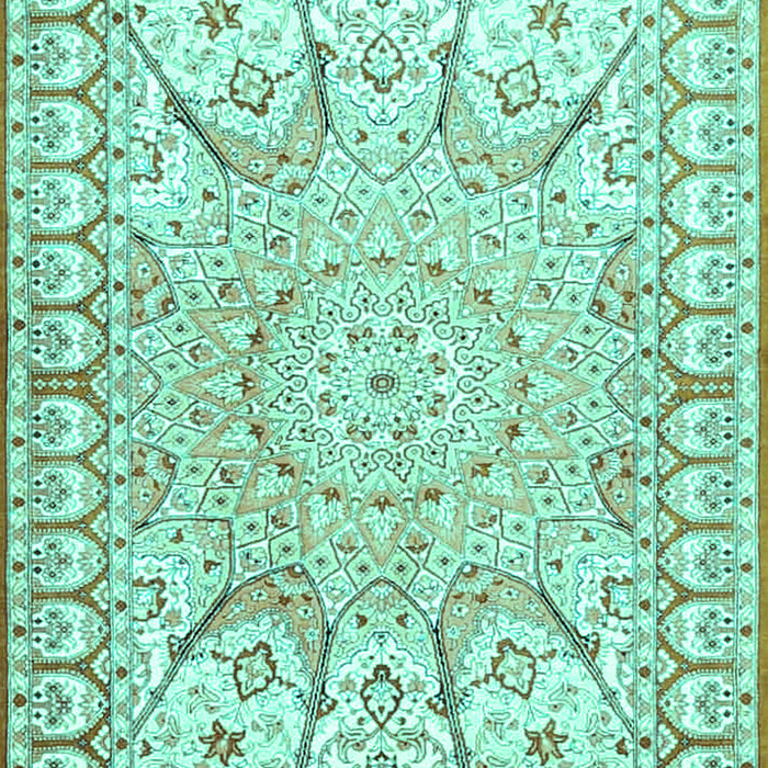 Medallion Turquoise Traditional Rug, tr4765turq